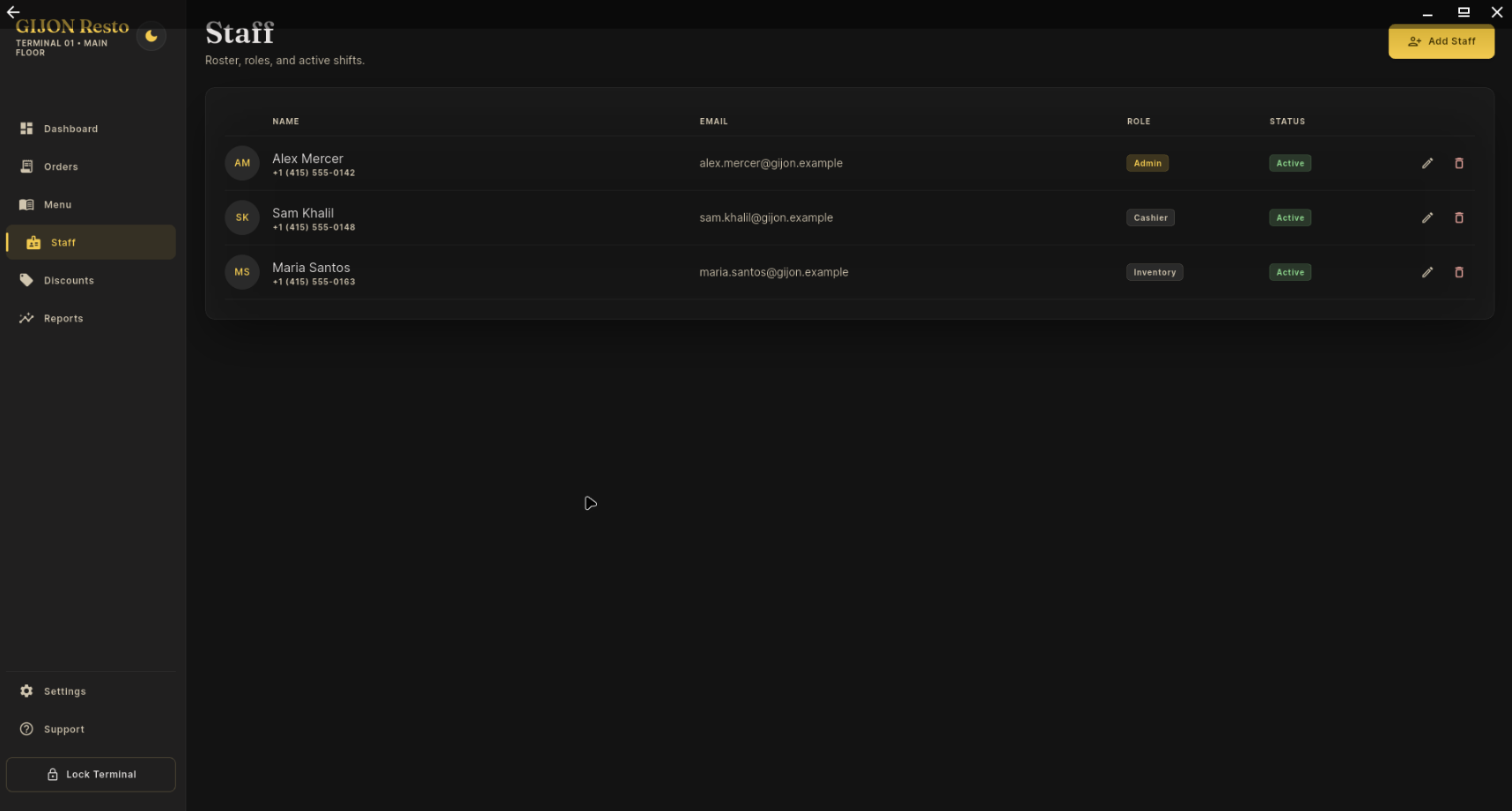 Screenshot of the Coffee Rest point of sale and inventory system