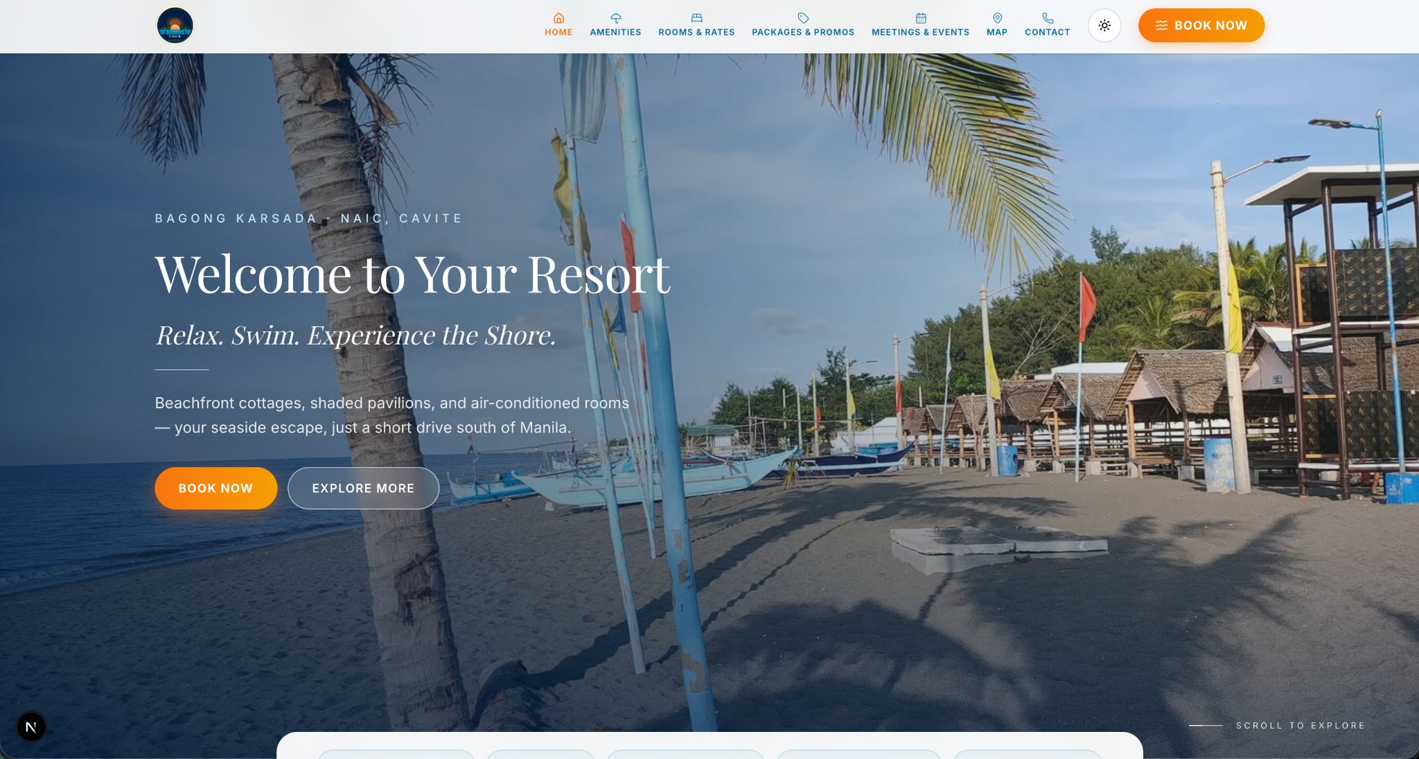 Screenshot of the Your Resort website and online reservation system