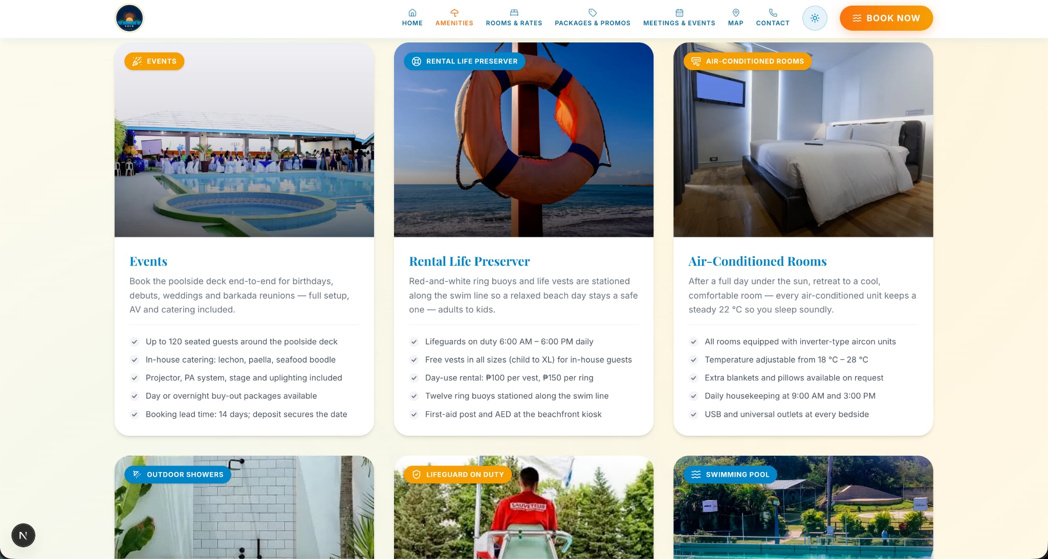 Screenshot of the Your Resort website and online reservation system