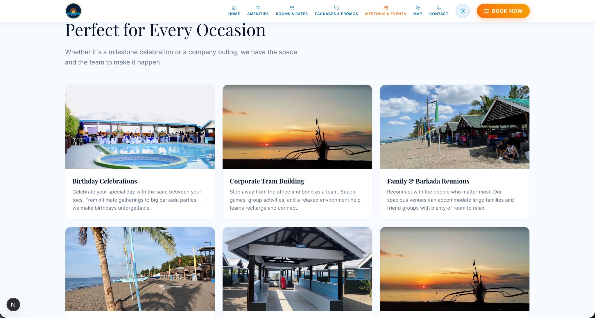 Screenshot of the Your Resort website and online reservation system